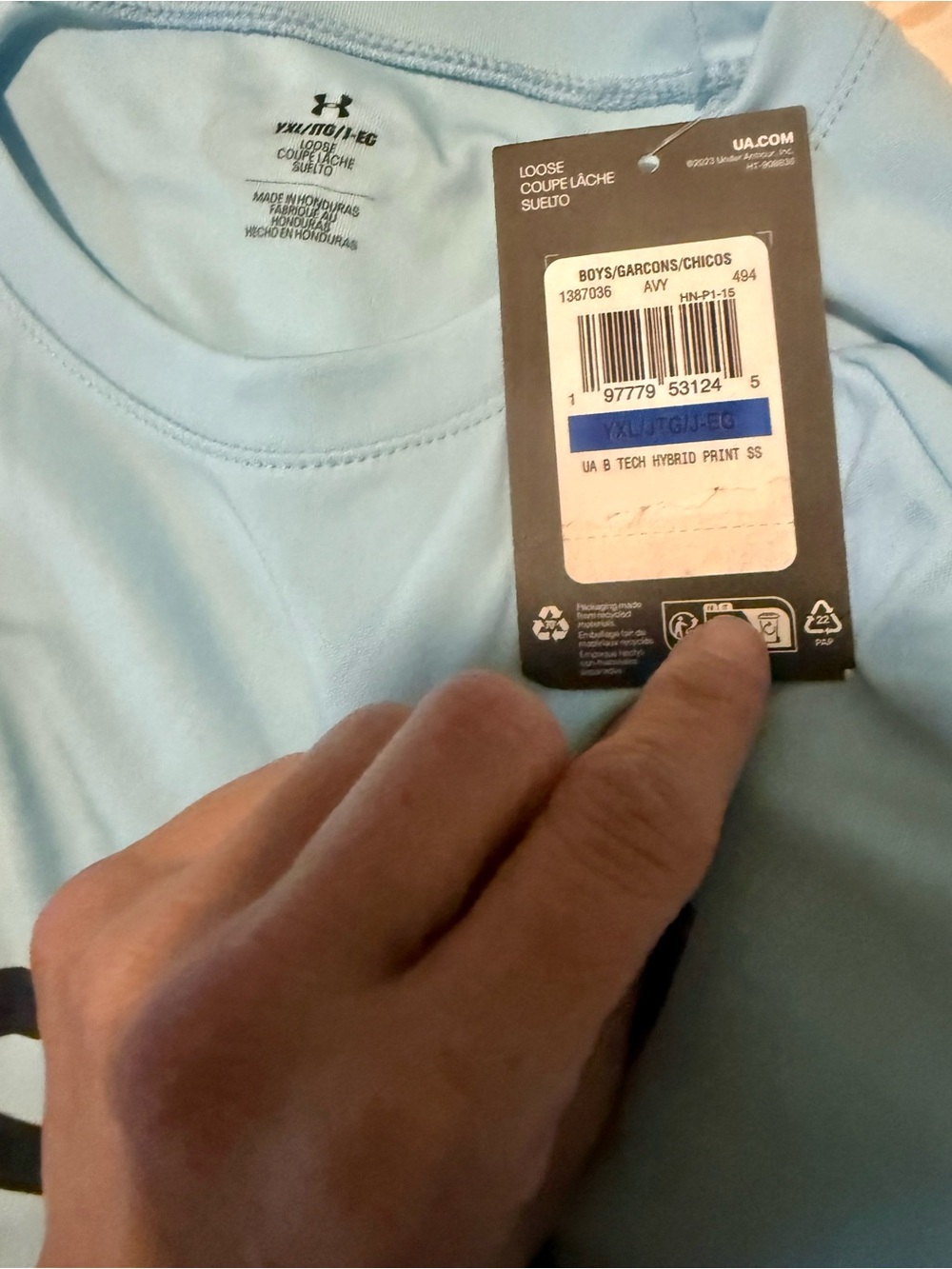 Under Armour Light Blue Short Sleeve Performance Tee with Black Logo - Picture 3 of 3
